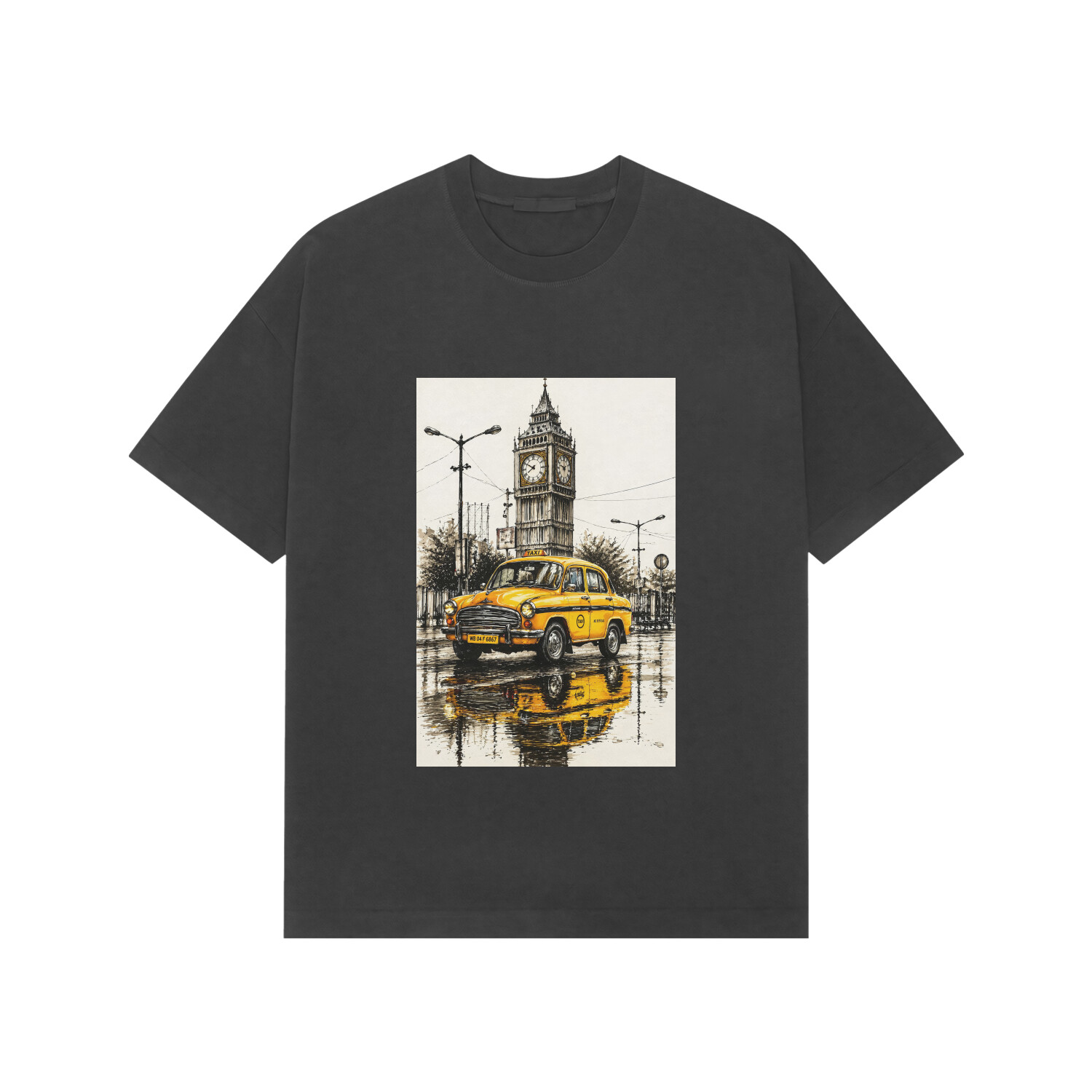 Men's Premium Printed Multicolour oversized T-shirt with Kolkata emotion