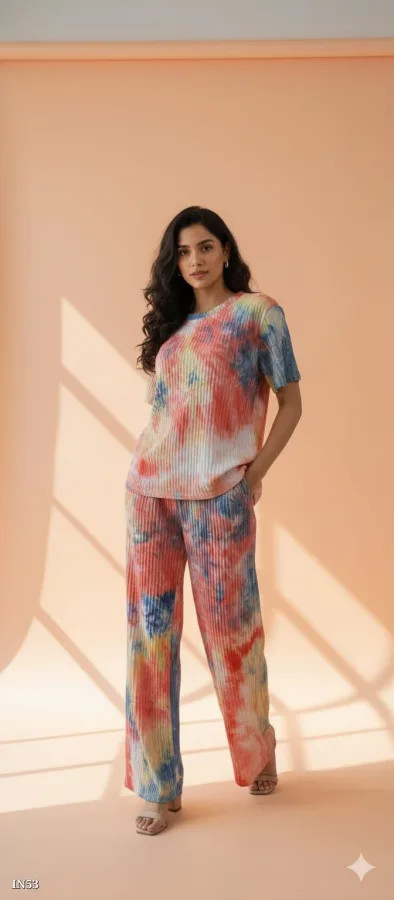 Women Viscose Night Wear Cord Set | Stretchable Free Size Night Suit Free Size | Sumitra Handmade