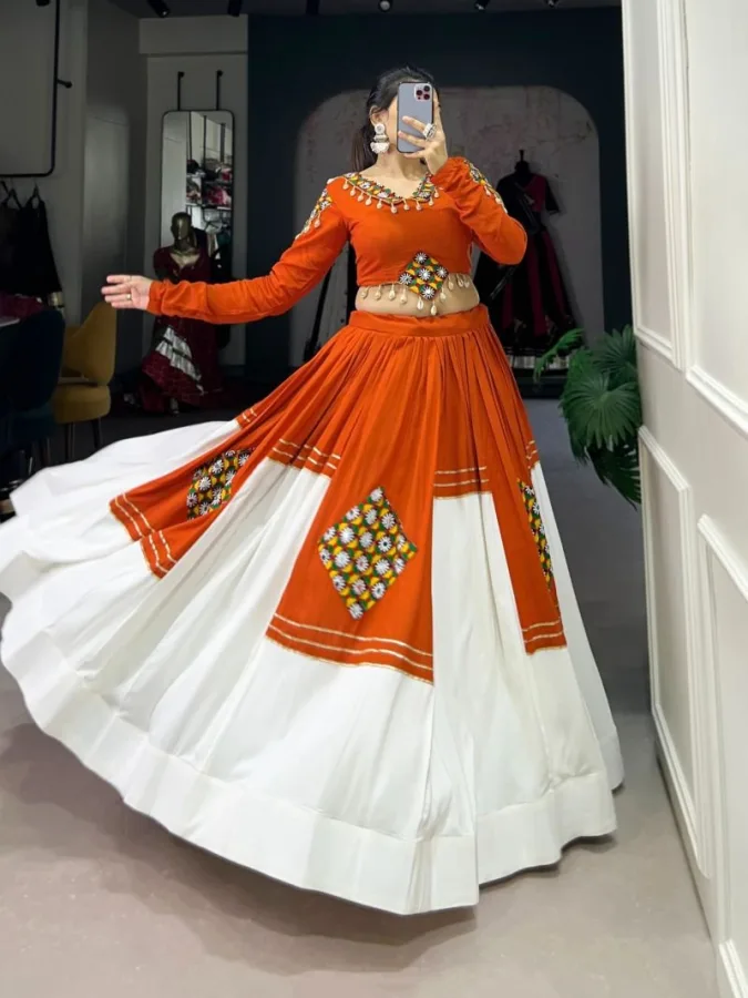 Women's Pure Rayon Gamthi Patch Work Lehenga Choli  | Gota Patti Traditional Wear | Stitched Lehenga & Blouse
