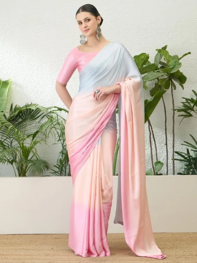 Women's Semi Modal Plain Saree with Heavy Tassels | Elegant Ceremonial Wear | Unstitched Blouse