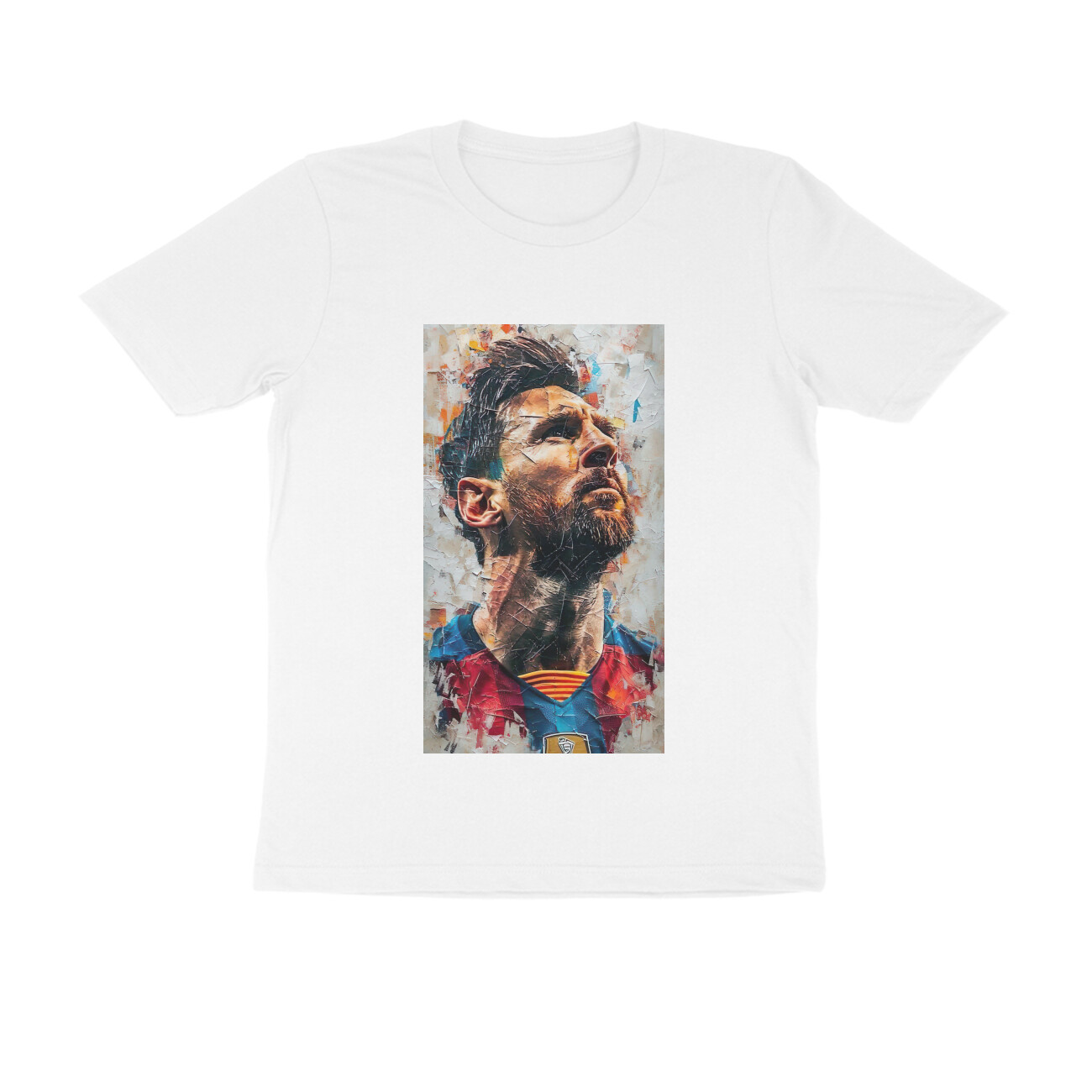 Men's Printed Multicolour Half Sleeve Round Neck Messi T-Shirt