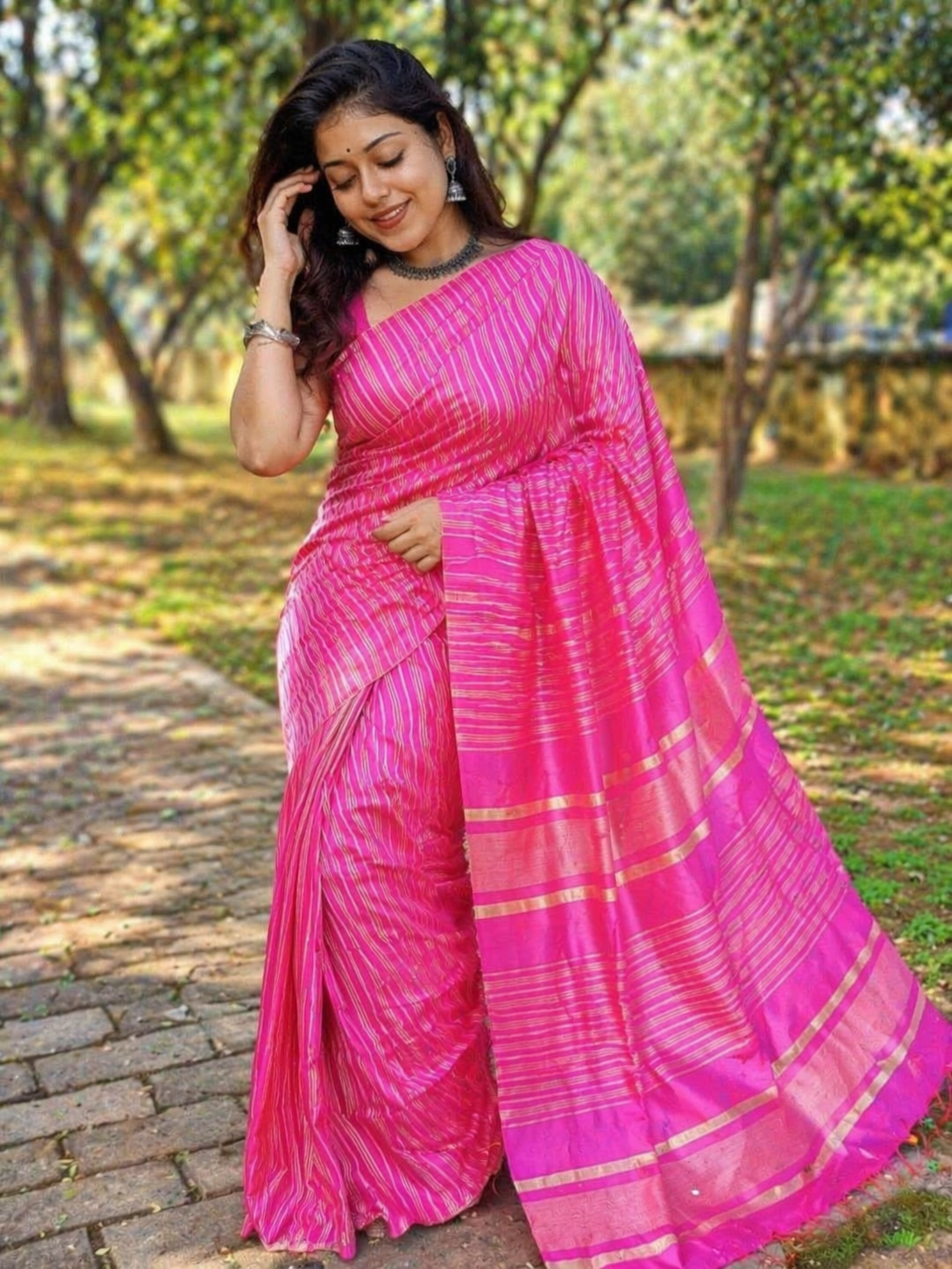 Exclusive Pink Cotton Silk Handloom Saree with Blouse Piece | Fulia Handloom | Elegant Traditional Saree for Women