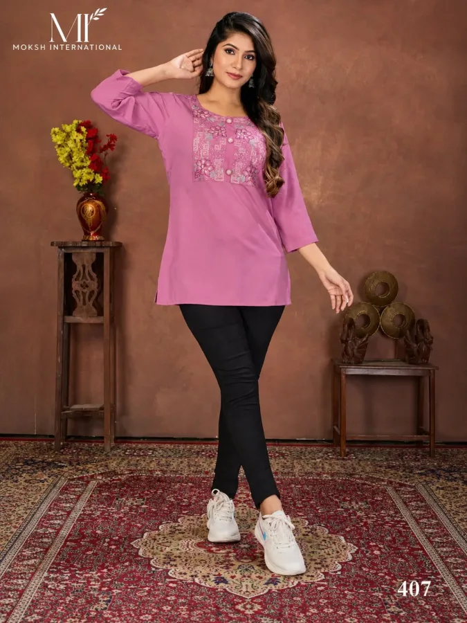 New Arrival Pink Embroidered Kurti for Women | Soft Cotton Daily Wear Kurti | Trendy Short Kurti
