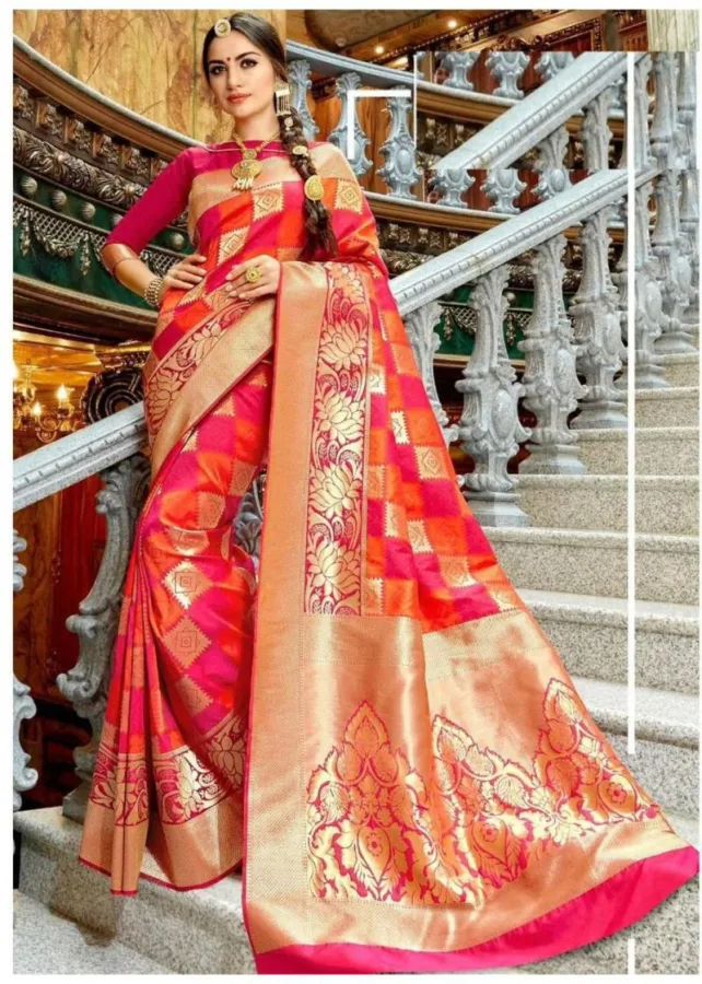 Women's Soft Lichi Silk Jacquard Work Traditional Saree with Blouse Piece