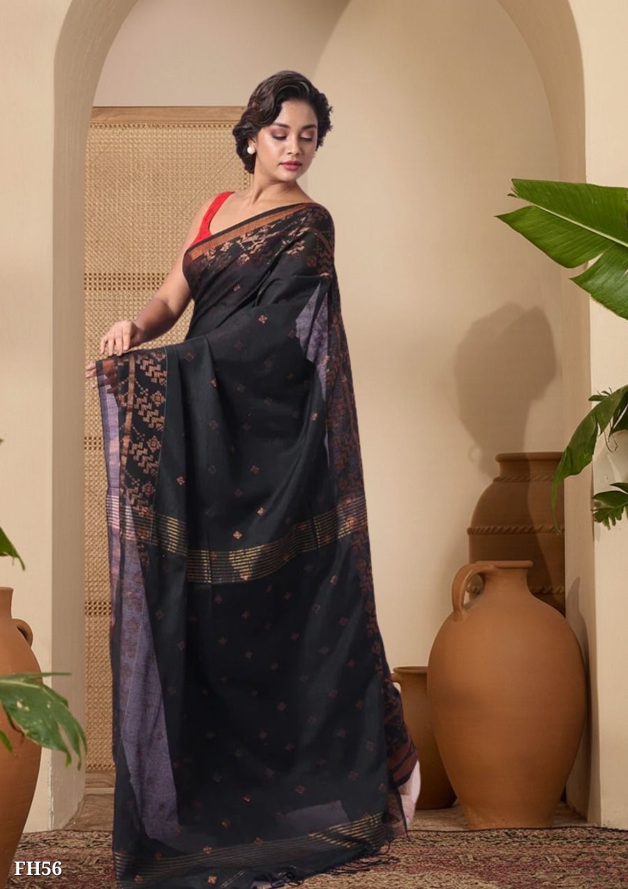 Premium Green Mulmul Cotton Handloom Saree | Soft Elegant Summer Wear for Women | Fulia Handloom