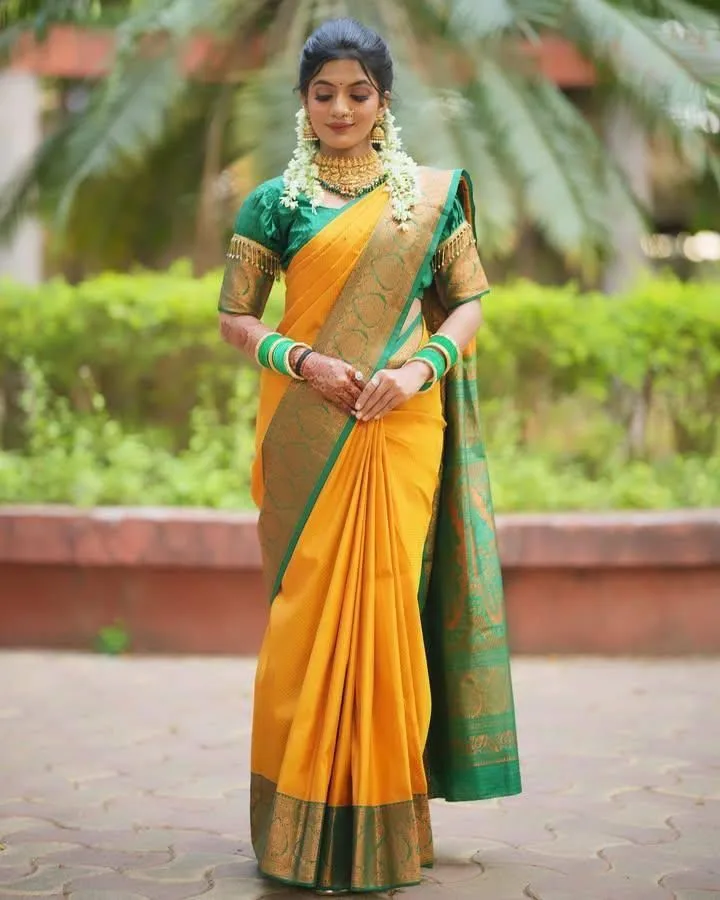 Women's Aab Saheli Soft Silk Saree with Jacquard Border | Festival Wear Rich Pallu Saree | Designer Saree in Sumitra Handmade