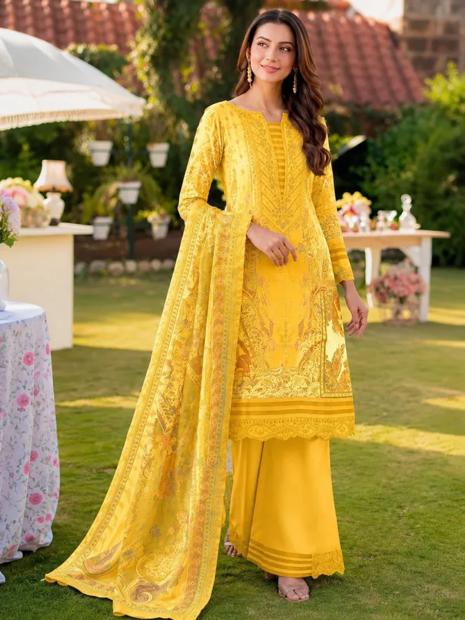 Women's Cotton Printed Embroidered Salwar Kameez Dress Material with Cotton Dupatta | Festival Wear