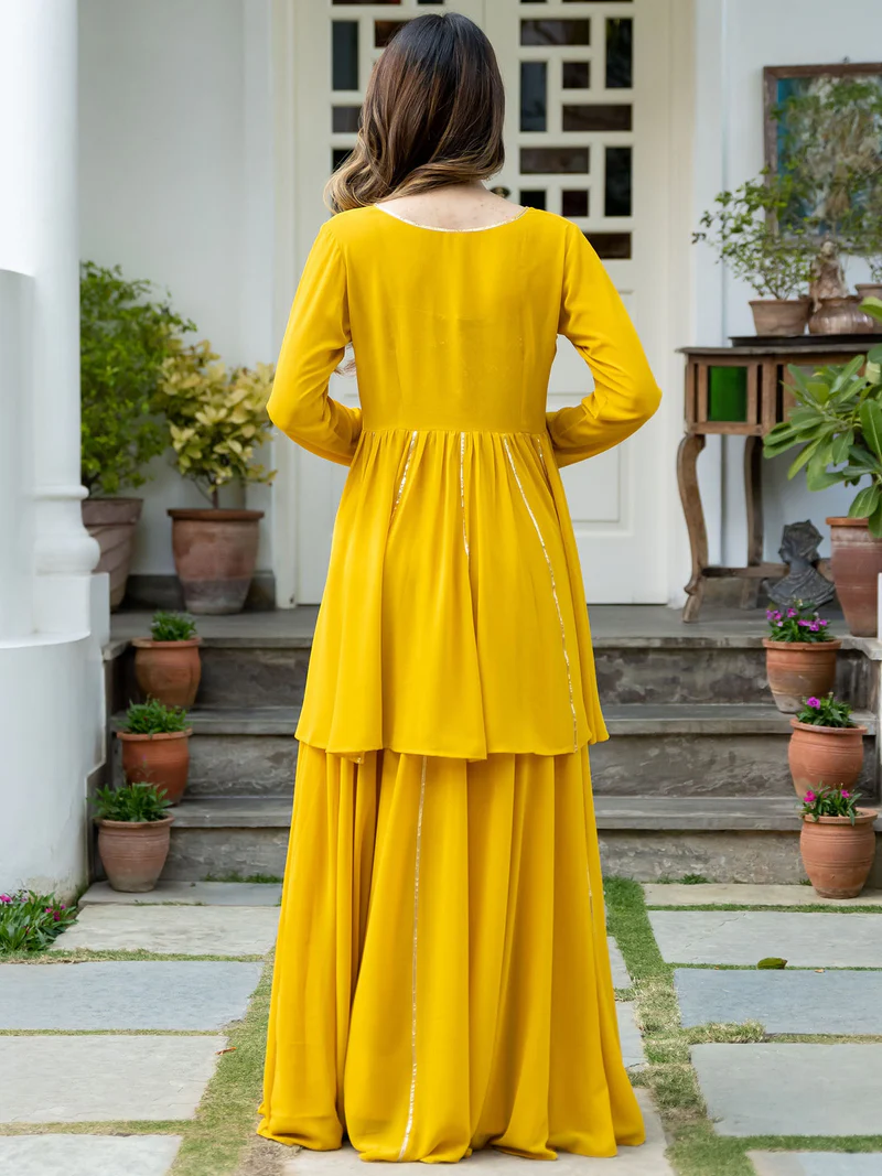 Yellow Mirror Lehenga Set
