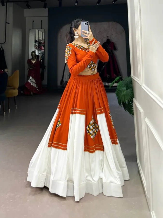 Women's Pure Rayon Gamthi Patch Work Lehenga Choli  | Gota Patti Traditional Wear | Stitched Lehenga & Blouse