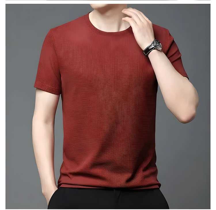 Men’s 4-Way Stretchable Round Neck T-Shirt – Premium Slim Fit Casual Wear