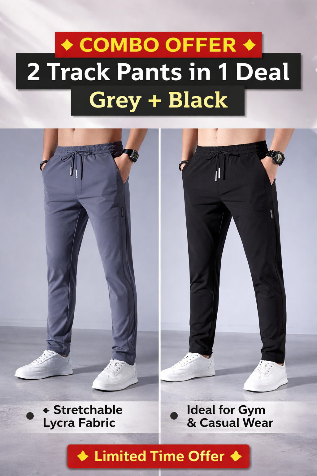 Men’s NS Lycra Track Pants Combo (multicolour, Pack of 2) | Sumitra Handmade