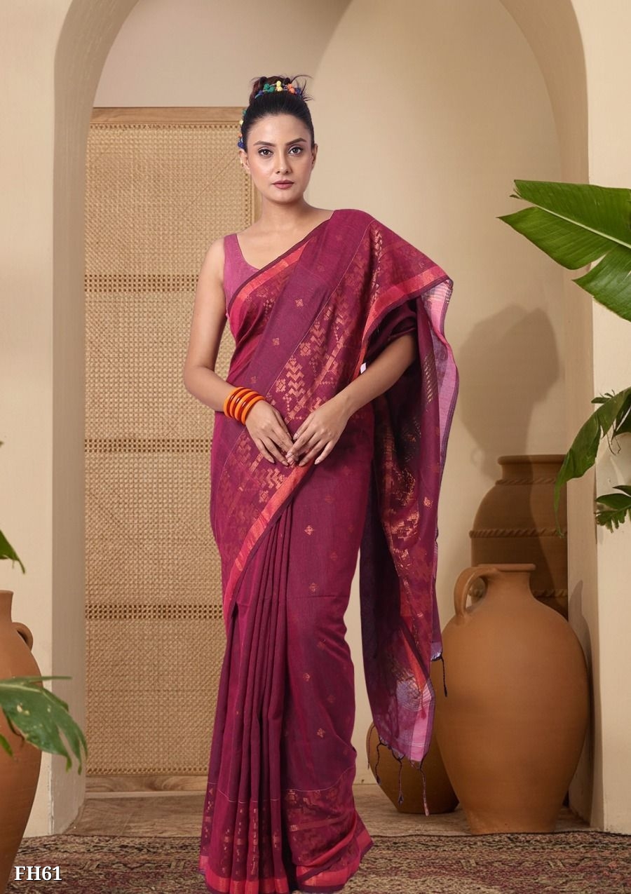 Premium Green Mulmul Cotton Handloom Saree | Soft Elegant Summer Wear for Women | Fulia Handloom