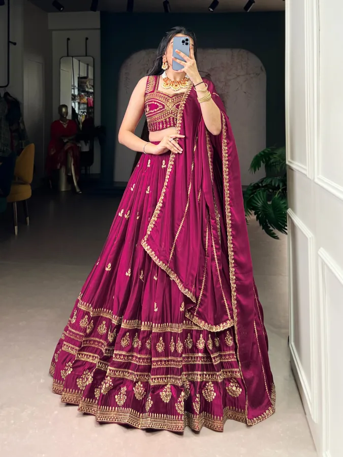 Designer Rangoli Embroidered Wedding Lehenga Choli for Women