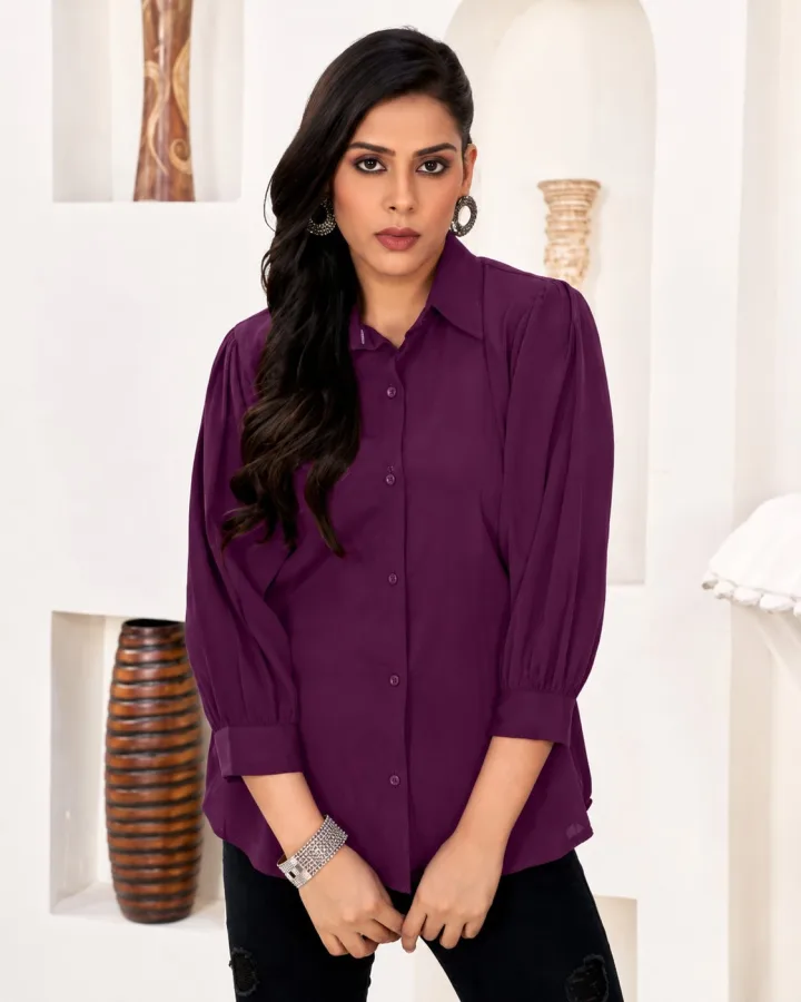 Women's Solid Casual Shirt | Rinkal Cotton Full Sleeve Regular Fit Office Wear