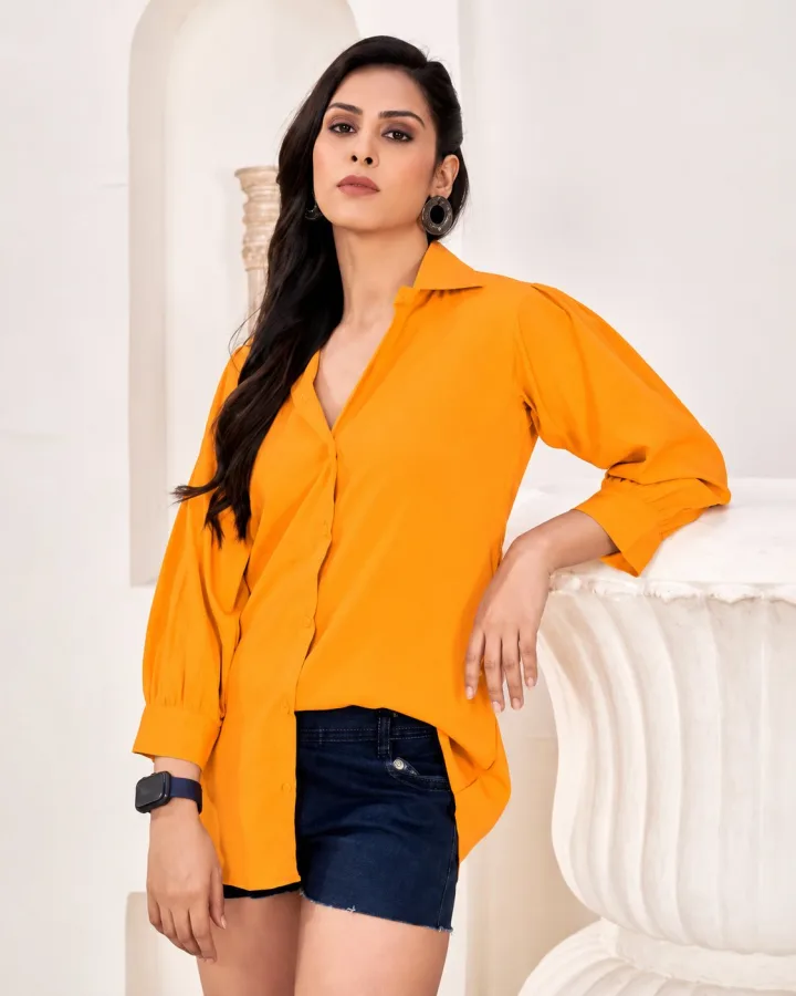 Women's Plain Rinkal Cotton Shirt | Full Sleeve | Regular Fit | Office & Daily Wear
